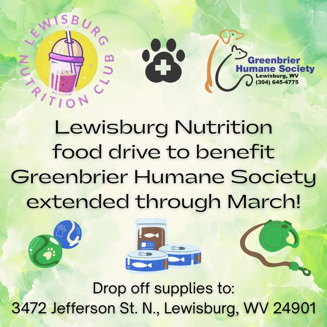 Lewisburg Nutrition food drive for Greenbrier Humane Society Lewisburg Nutrition food drive for Greenbrier Humane Society